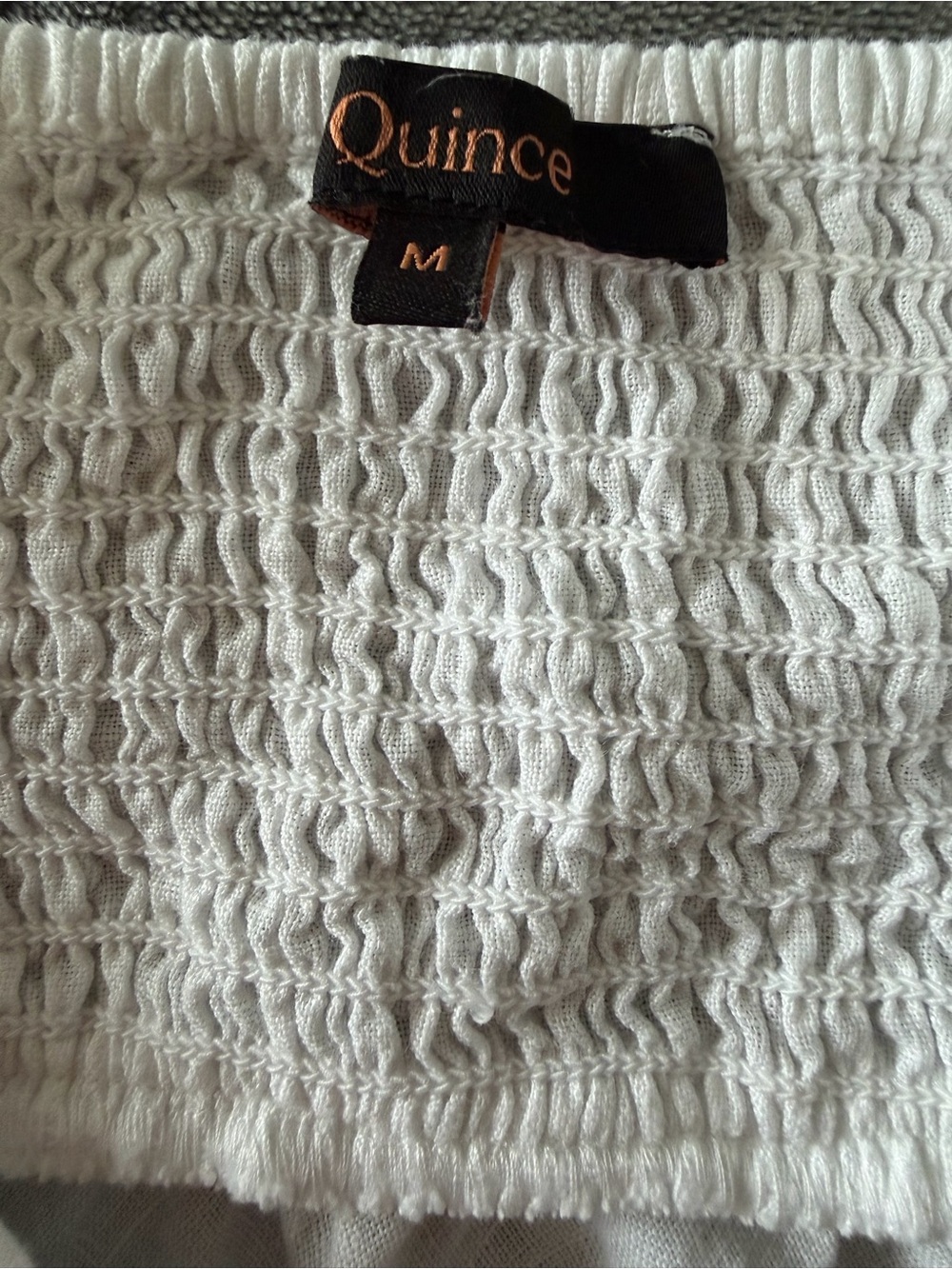 Quince White Linen Strapless Tube Top Smocked Back Minimalist M - Picture 9 of 10